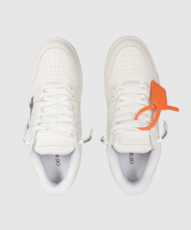 Off-White Белые кожаные кроссовки Out Of Office с принтом OF06003510 изображение 4