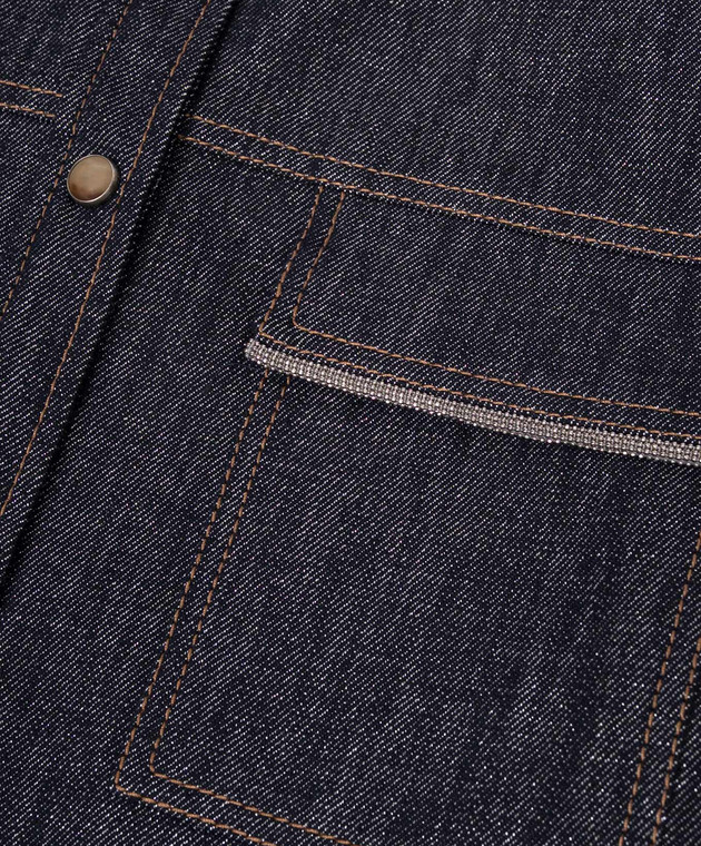 Brunello Cucinelli Дитяча синя джинсова сорочка з люрексом BB148C864B зображення 3