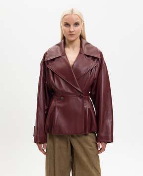 Balenciaga Бордовая кожаная двубортная куртка-тренч 871975TUS11