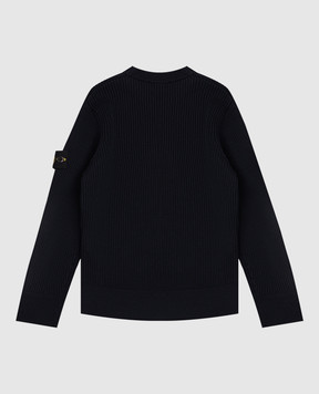 Stone Island Дитячий синій светр з вовни з логотипом K2S165100010S0C0268
