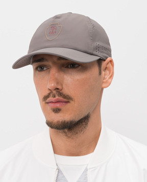 Brunello Cucinelli Серая кепка с принтом эмблемы MCAP9911T