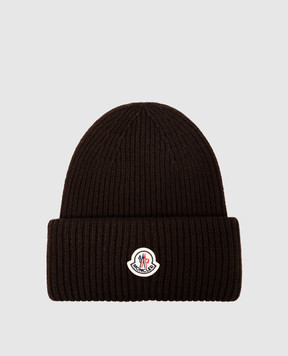 Moncler Коричнева шапка з вовни і кашеміру K20913B00075M1127