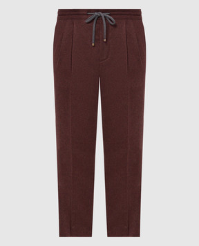 Brunello Cucinelli Бордові штани з вовни та кашеміру ME499E1710
