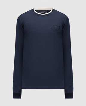 Dolce&Gabbana Синій лонгслів з вишивкою логотипа G8SW5ZHU7WZ