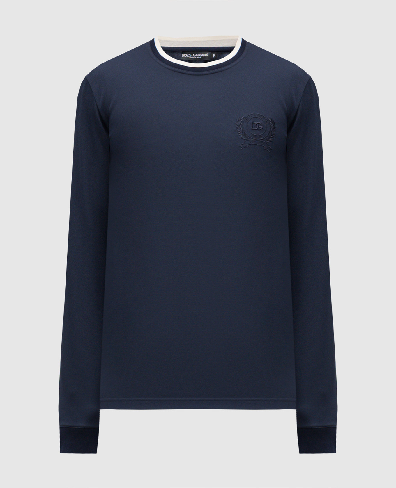 

Синий лонгслив с вышивкой логотипа, Лонгсливы