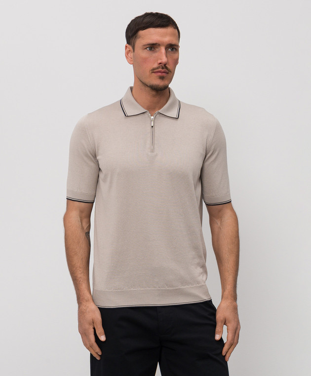 Castangia dal 1850 Бежевое поло с шелком NCCA38MCE26 изображение 3