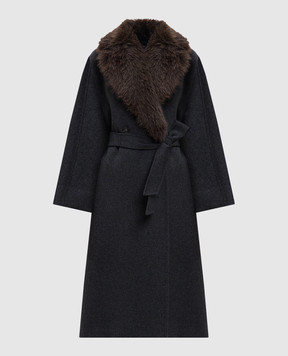 Max Mara Weekend Сіре двобортне пальто CACIO з вовни CACIO1234