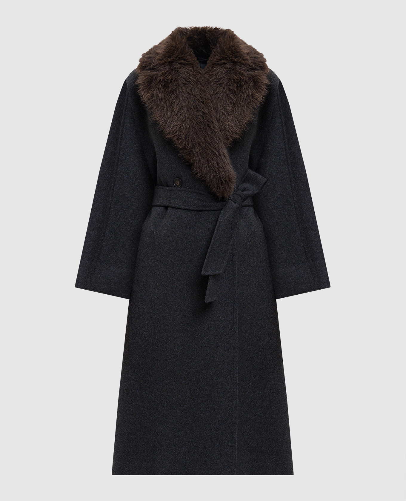 

Серое двубортное пальто CACIO из шерсти, Серый, Пальто