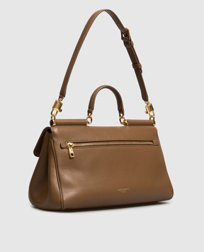 Dolce&Gabbana Коричневая кожаная сумка My Sicily BB7782B7321