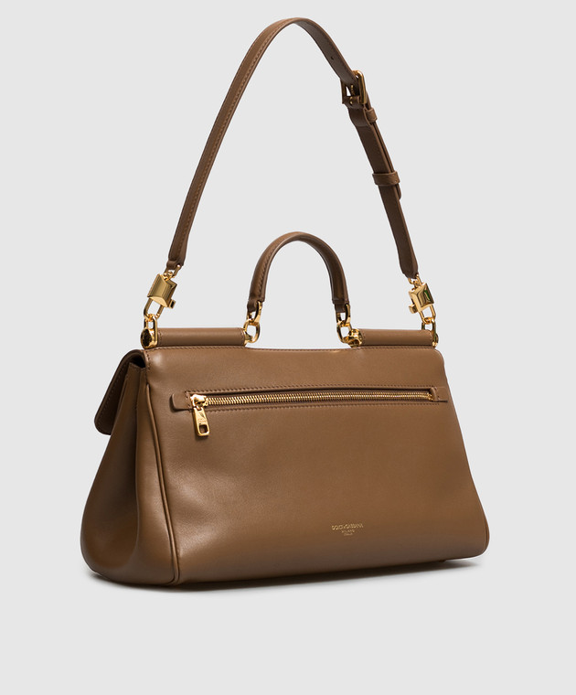 Dolce&Gabbana Коричневая кожаная сумка My Sicily BB7782B7321 изображение 3