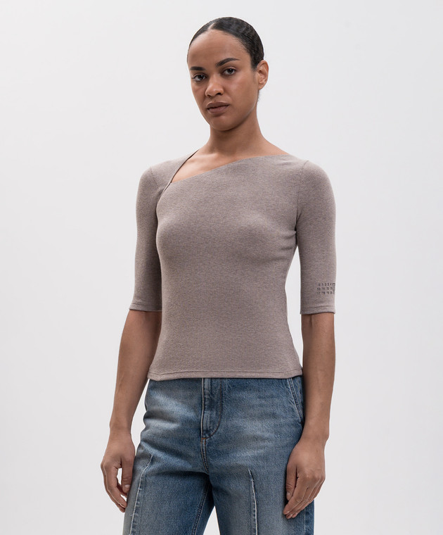 Maison Margiela MM6 Бежевый топ с шерстью в рубчик S52NC0361M20122 изображение 3