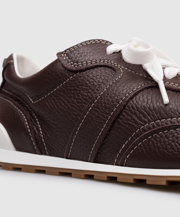 Brunello Cucinelli Бордовые кожаные кроссовки с цепочкой мониль MZDKG3324P изображение 5