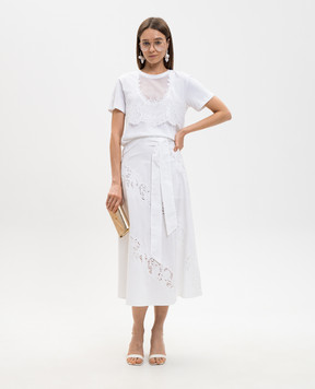 Twinset Біла спідниця міді з вишивкою 261TT2030