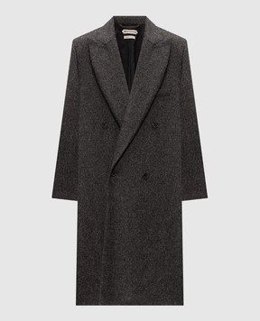 JW Anderson Серое двубортное пальто Crombie из шерсти CO0354PG1872