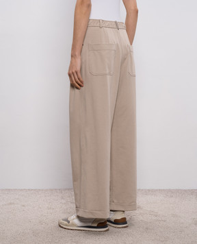 Brunello Cucinelli Бежеві штани з відворотами MH827HZ589