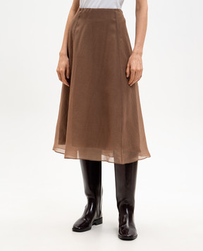 Brunello Cucinelli Коричневая юбка из шелка MP940G3877
