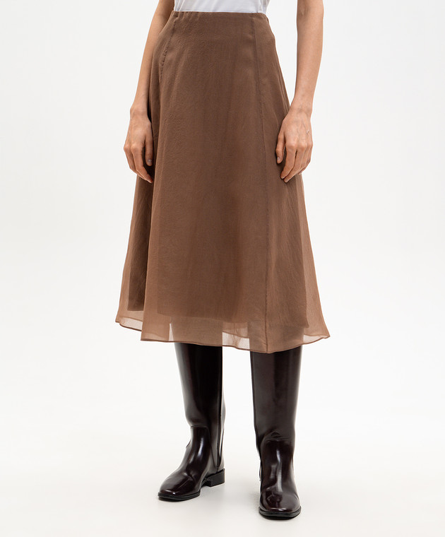 Brunello Cucinelli Коричнева спідниця із шовку MP940G3877 зображення 3