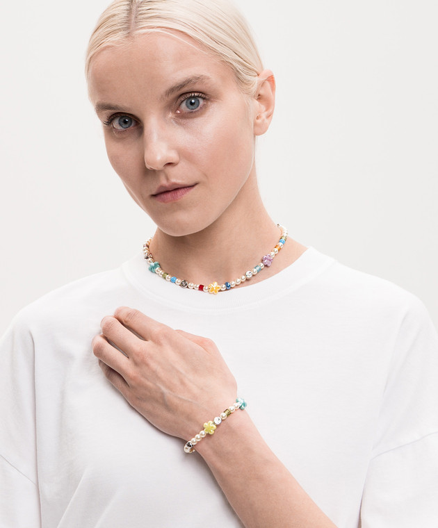 Off-White Белые бусы с брендовыми бусинами OWOB143S26MET001 изображение 2