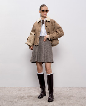 Brunello Cucinelli Коричневий топ з кашеміром та шовком з люрексом M41810000