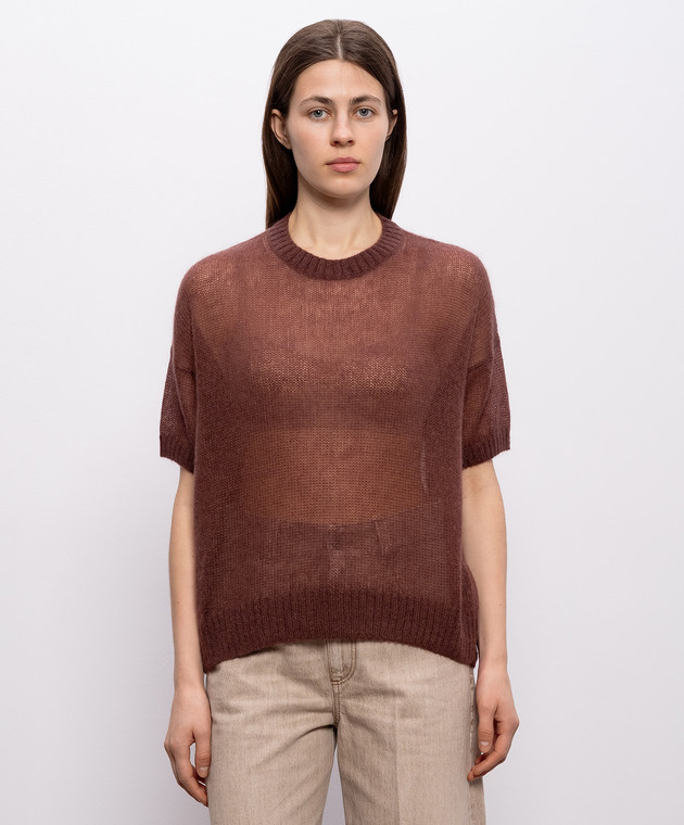 Brunello Cucinelli Коричневий топ з вовною M2I776860 зображення 3