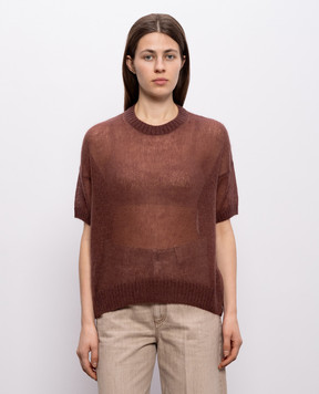 Brunello Cucinelli Коричневий топ з вовною M2I776860