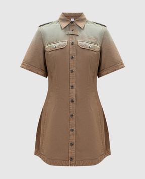 Off-White Коричневое платье-рубашка Spray 2DB56XS26FAB001