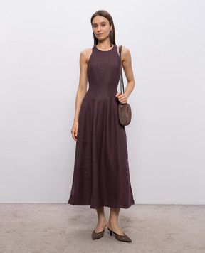 Brunello Cucinelli Фиолетовое платье миди с льном MH126A5171