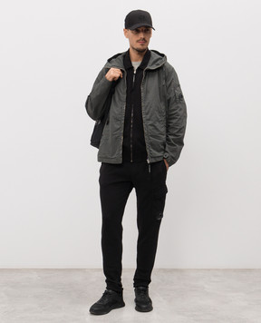 C.P. Company Чорна спортивна куртка з патчем логотипа MSS040A110044G