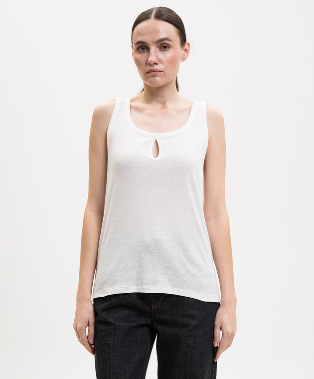 Victoria Beckham Білий топ з льоном 1226JTP007237A зображення 3