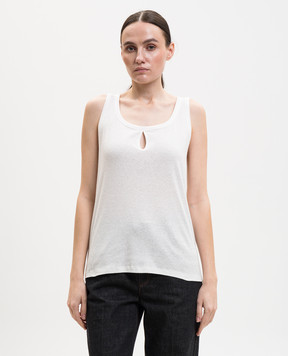 Victoria Beckham Білий топ з льоном 1226JTP007237A
