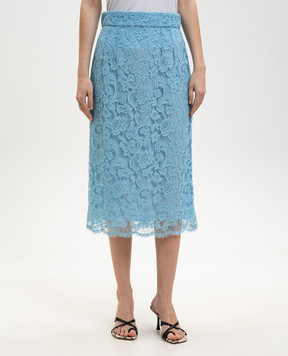 Dolce&Gabbana Блакитна спідниця з мережива F4B7ITILMDR