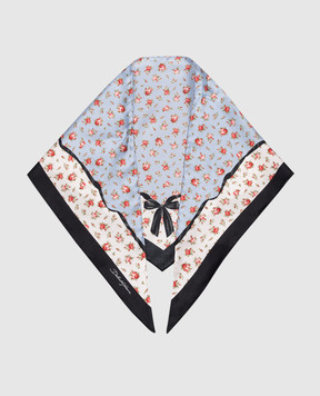 Dolce&Gabbana Голубой платок из шелка в принт FS329AGDDLO