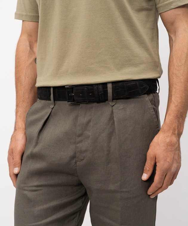 Cashmere&Whiskey Чорний ремінь зі шкіри крокодила ALLIGATOR зображення 2