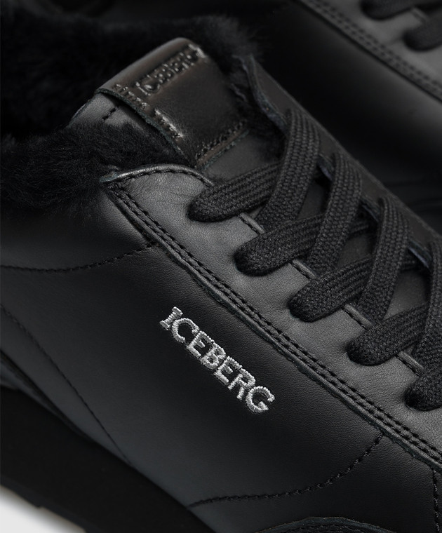 Iceberg Черные кожаные кроссовки на меху IU1883M изображение 5