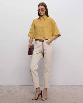 Brunello Cucinelli Джинсы цвета айвори с логотипом патча MPH81P5847