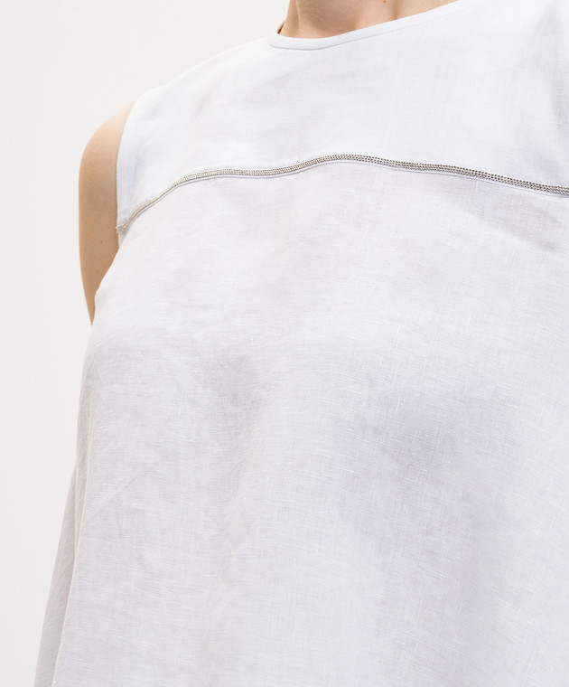 Peserico Білий топ з льону з ланцюжком моніль S0819602647 зображення 5