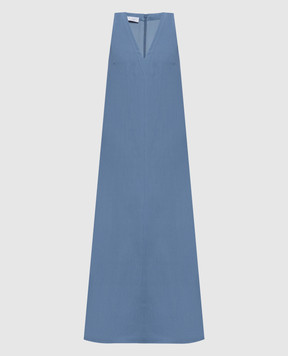 Brunello Cucinelli Блакитна сукня з льоном MH126A4812