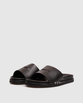 JW Anderson Чорні шкіряні шльопанці Fussbett SL0018LA0232