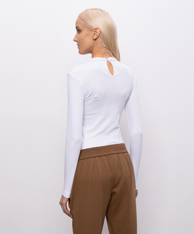 Brunello Cucinelli Белый лонгслив с цепочкой мониль MPTC8BJ300 изображение 4