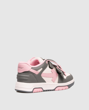 Off-White Детские розовые кожаные кроссовки Out Of Office OGIA005F25LEA001