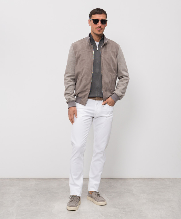 Enrico Mandelli Серый кардиган с шелком 3K033A5645 изображение 2