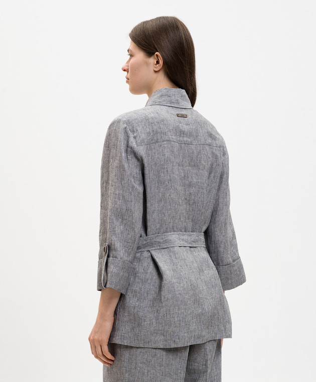 Peserico Сіра сорочка з льону з поясом S01225A02629 зображення 4