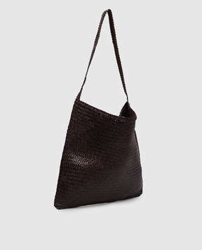 Dragon Коричневая кожаная плетеная сумка Ars Tote DGS68848