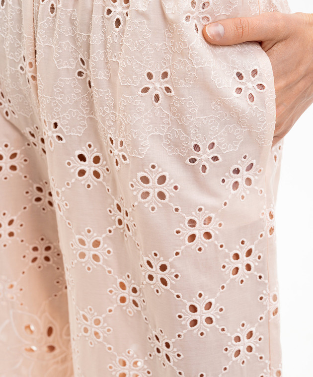 Ermanno Scervino Life Рожеві ажурні штани з вишивкою D484P603QYD зображення 5