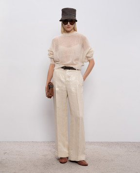 Brunello Cucinelli Бежевый свитер с шерстью с цепочкой мониль M2I776830