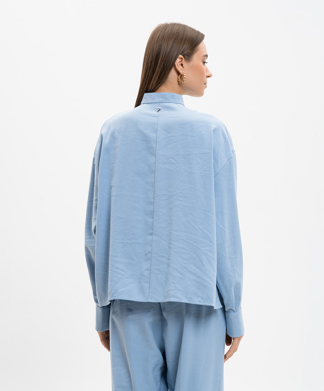 Dondup Голубая рубашка с монограммой DC493IF0049DXXX изображение 4