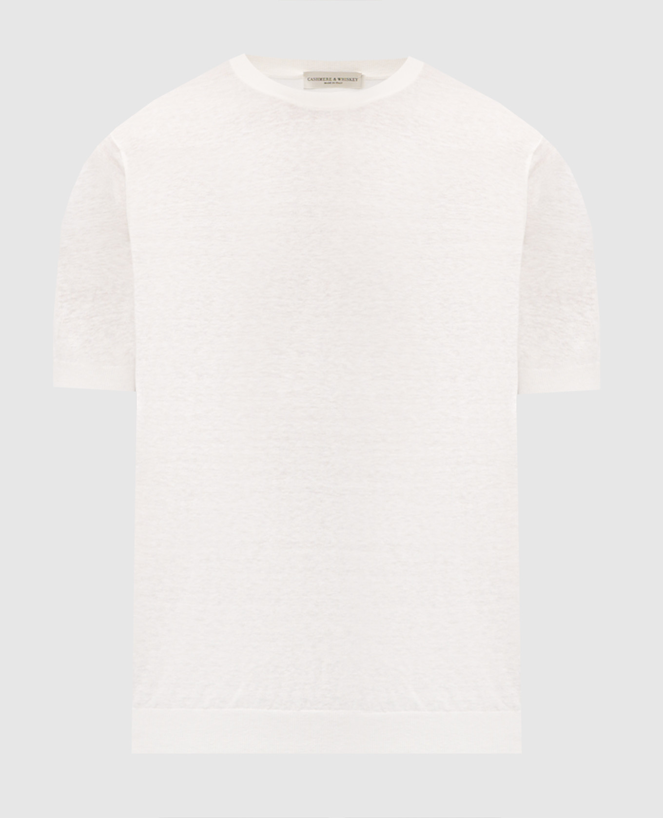 Футболка цвета айвори из шелка и льна