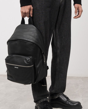 Palm Angels Чорний шкіряний рюкзак з логотипом PMNB015F22LEA009