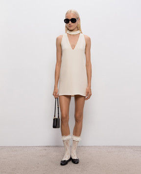 Valentino Бежевое платье из шелка с окантовкой 9B3AEC551MM