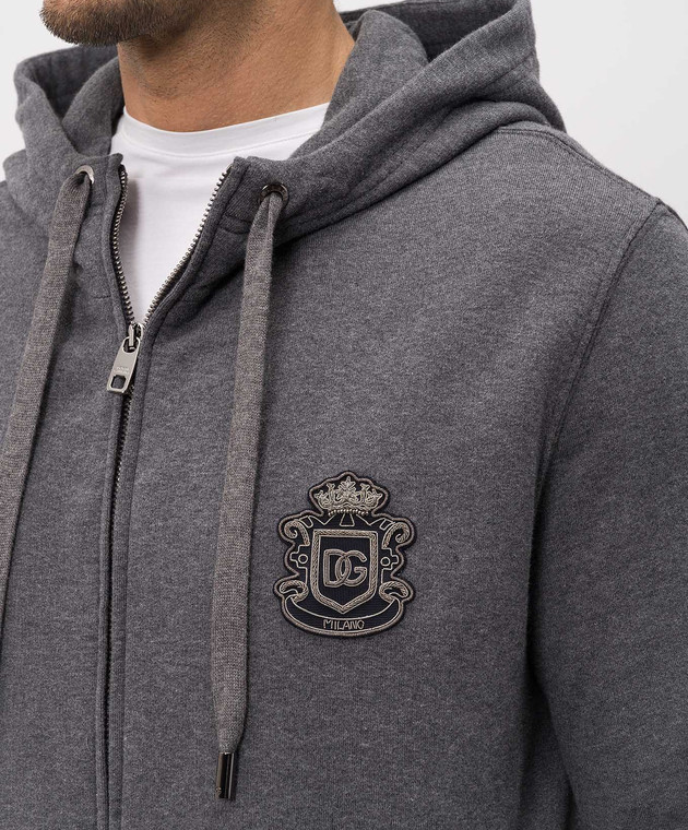 Dolce&Gabbana Сіра спортивна куртка з нашивкою монограми логотипа G9BGDZG7PZT зображення 5
